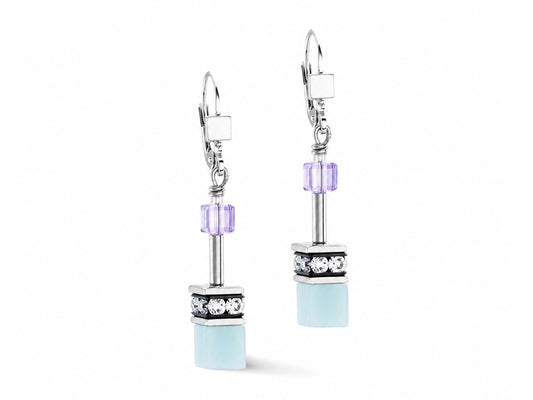 Coeur De Lion Geocube® Aqua & Lilac Geo Cube Earrings