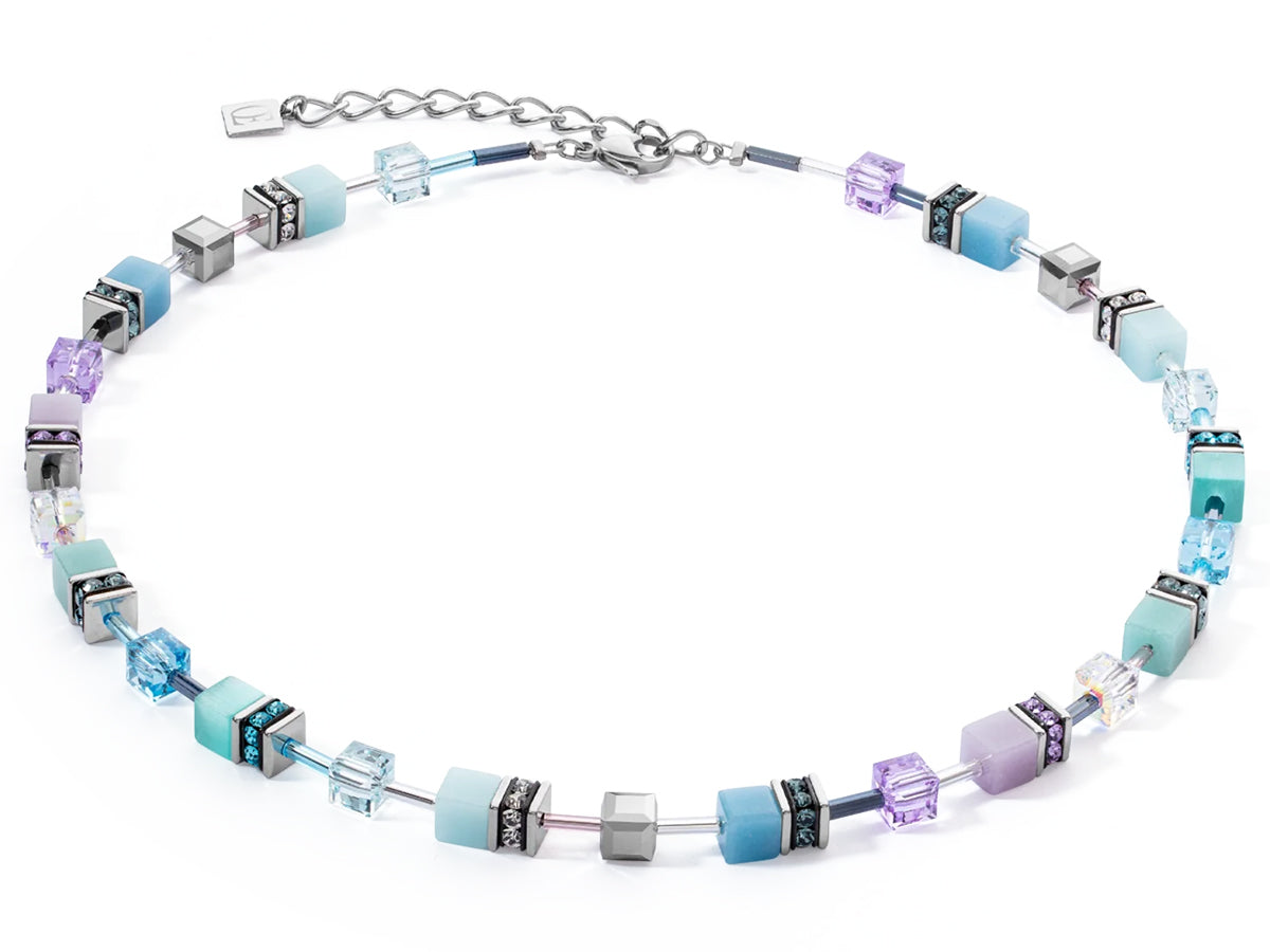 Coeur De Lion Geocube® Aqua & Lilac Geo Cube Necklace