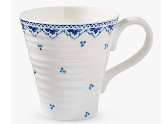 Sophie Conran Blue Ditsy porcelain mug with blue floral pattern and ripple texture