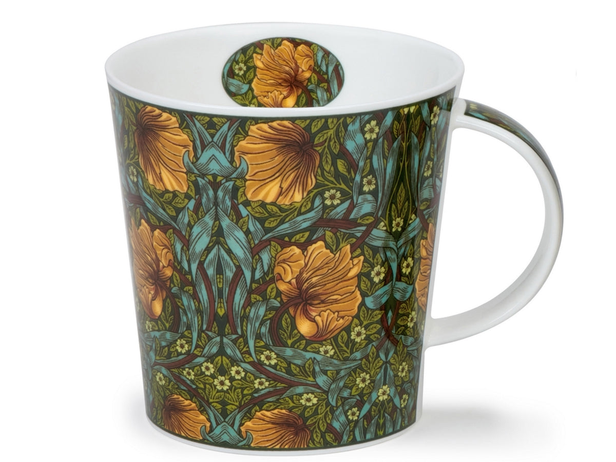 Dunoon Cairngorm Arts and Crafts Gold Pimpernel mug with William Morris inspired floral pattern and gold detail