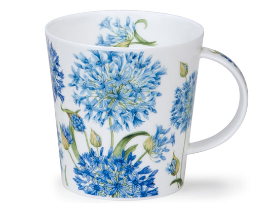 Dunoon Cairngorm Beautiful Agapanthus mug featuring delicate blue agapanthus flowers on a white background