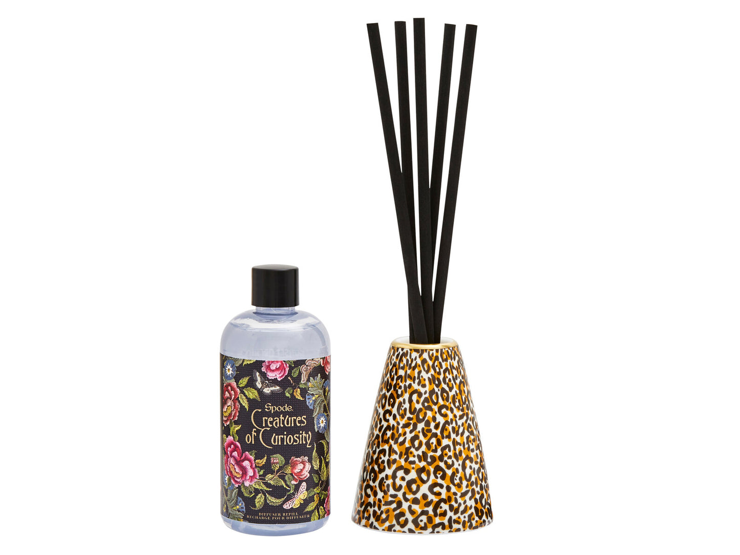 Spode Creatures Of Curiosity Reed Diffuser Leopard Set - Sunset Orchid & Patchouli