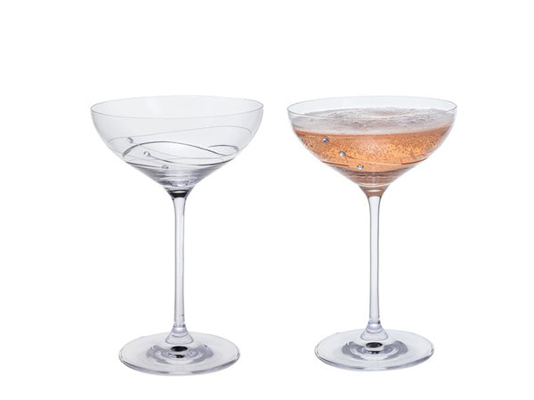 Dartington Glitz Pair Of Champagne Saucers perfect for a gift for a special occasion
