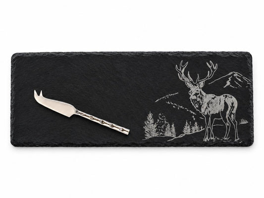 Selbrae House Scenic Stag Mini Slate Cheese Board & Knife Set