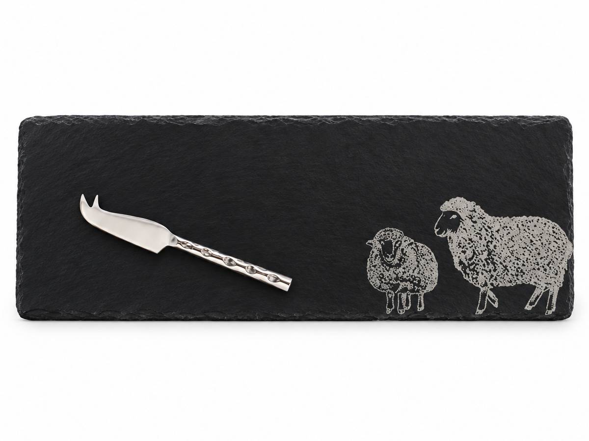 Selbrae House Sheep Mini Slate Cheese Board & Knife Set