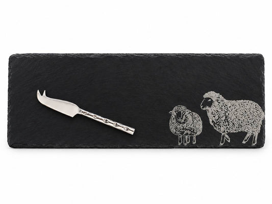 Selbrae House Sheep Mini Slate Cheese Board & Knife Set