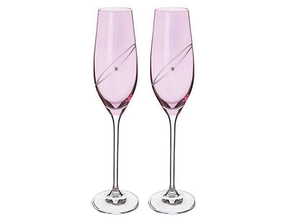 Dartington Celebration pair of Ruby Flutes perfect gift for Ruby Anniversary