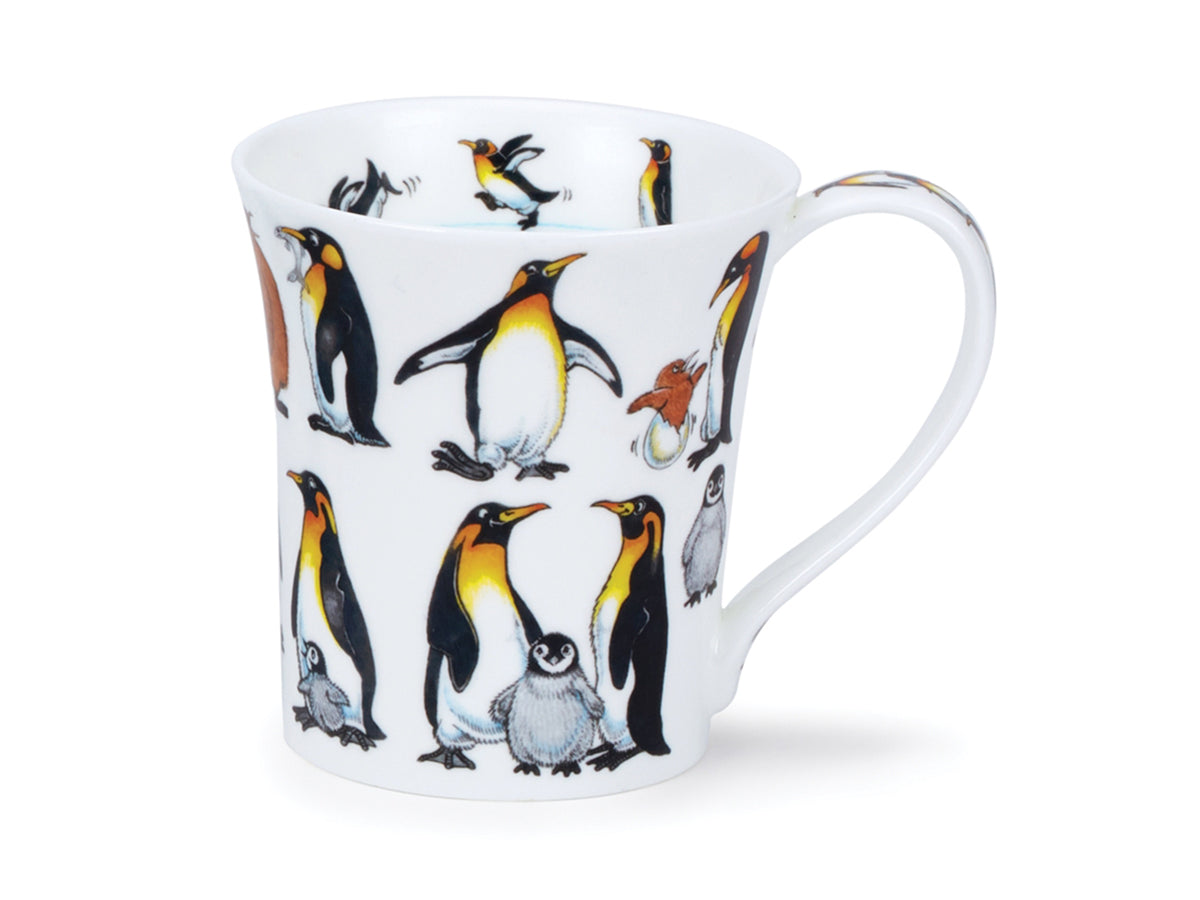 This Dunoon Jura Ice Pack Penguins Mug is crafted of a fine bone china and has depictions of penguins partaking in various activities such as catching food and protecting their children. Around the inner rim of the mug there are little printings of penguins ice skating.