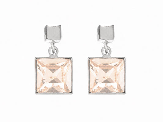 Coeur De Lion Square Light Peach Jewel Drop Earrings