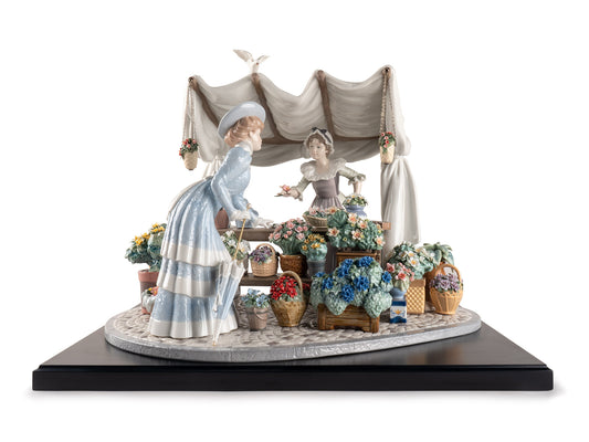 Lladro porcelain figurine of a french flower market