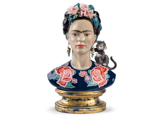 Lladro Frida Kahlo sculpture in colour with a monkey on her shoulder