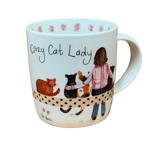 Alex Clark Mug With a Lady cuddling her collection of cats
