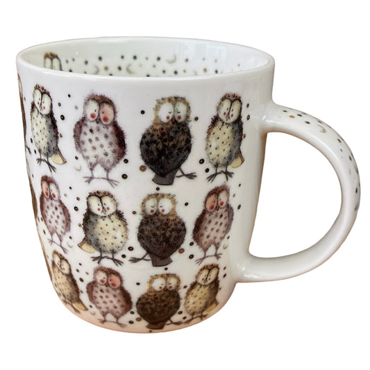 This Alex Clark mug is illustrated with adorable owls.