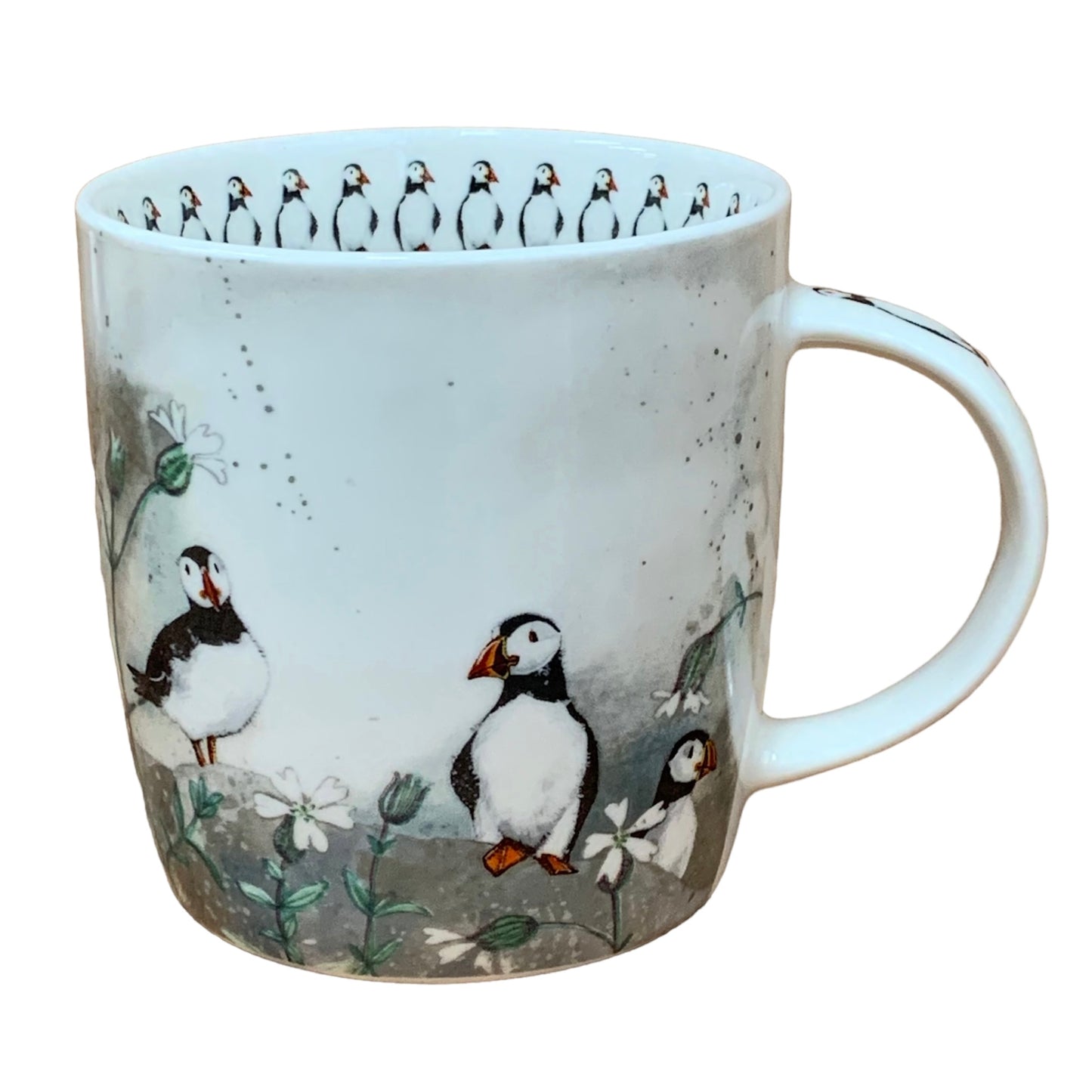 This Alex Clark mug is illustrated with lovely Puffins in their natural environment.  This mug also features an illustration of puffins around the inside rim & illustrations down the handle. 