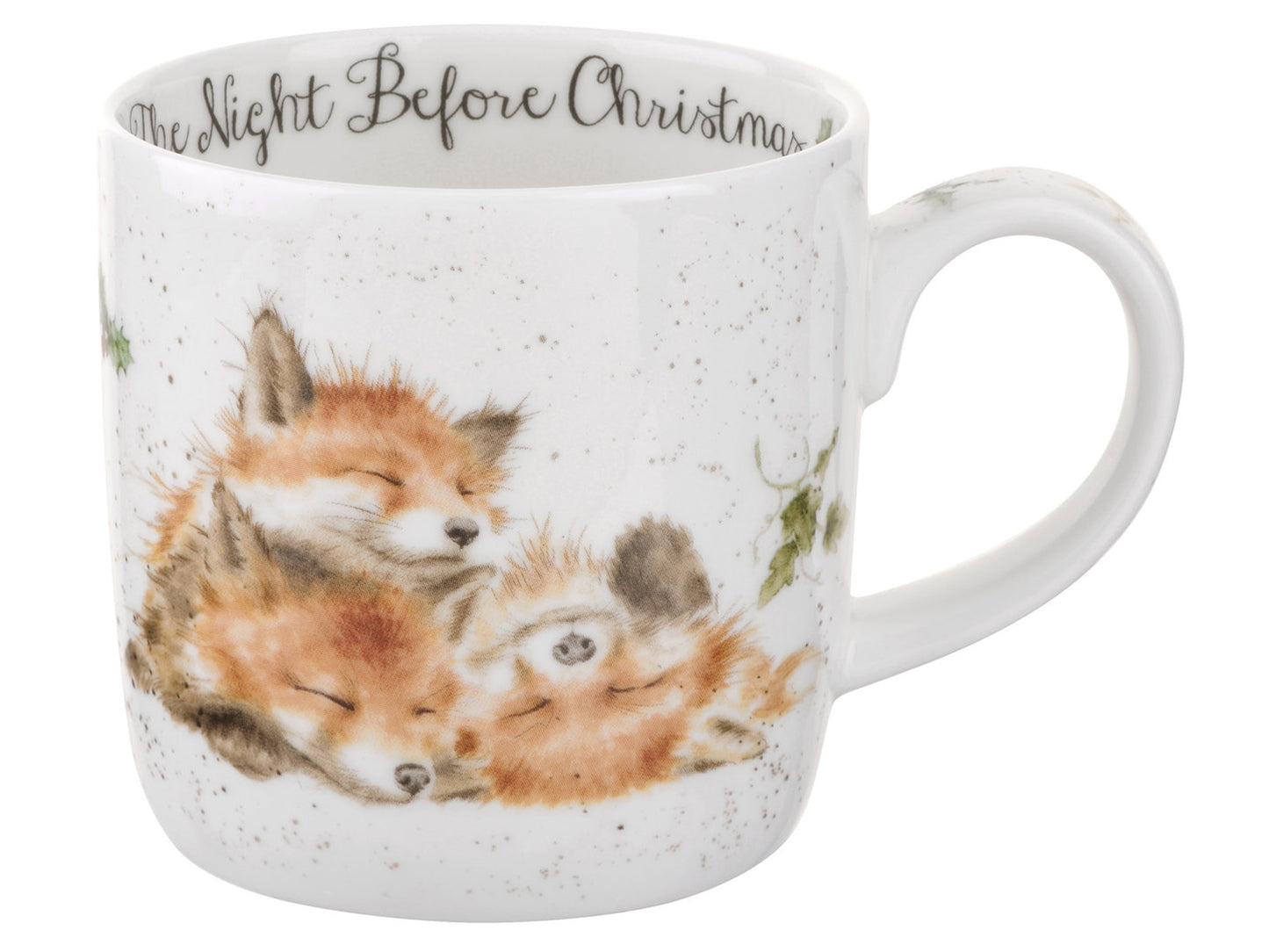 The Night Before Christmas Wrendale Mug with 3 sleeping baby foxes
