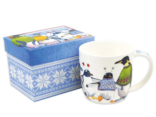 Gently nestled in a lovely presentation box, this fine bone china mug is an excellent choice for gifting or for a special personal indulgence. These mugs have been inspired by Emma's Penguins in Pullovers Collection.  Dishwasher & Microwave Safe Capacity of 350ml Height 8.5 cm Diameter 9 cm