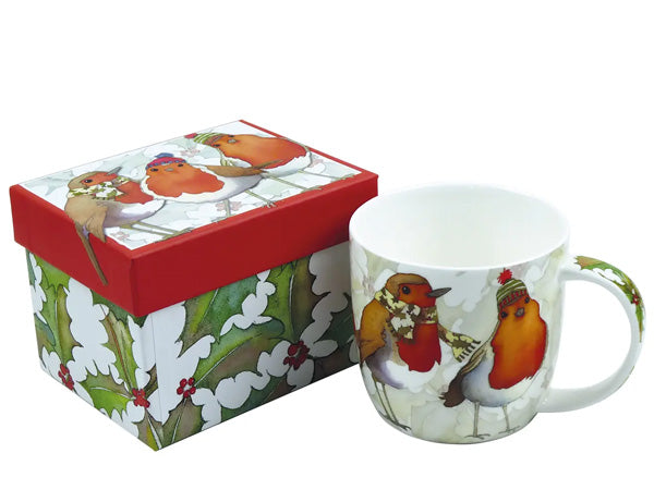 Crafted by Emma as a part of her Christmas collection, these Fine Bone China mugs featuring Christmas Robins are elegantly presented in a stunning gift box, making them an ideal gift for someone special. Dishwasher & Microwave Safe Capacity of 350ml Height 8.5 cm Diameter 9 cm