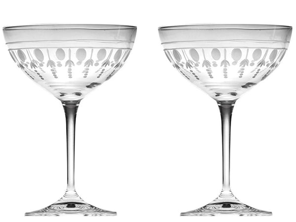  Nouveau collection, pair of champagne coupe glasses
