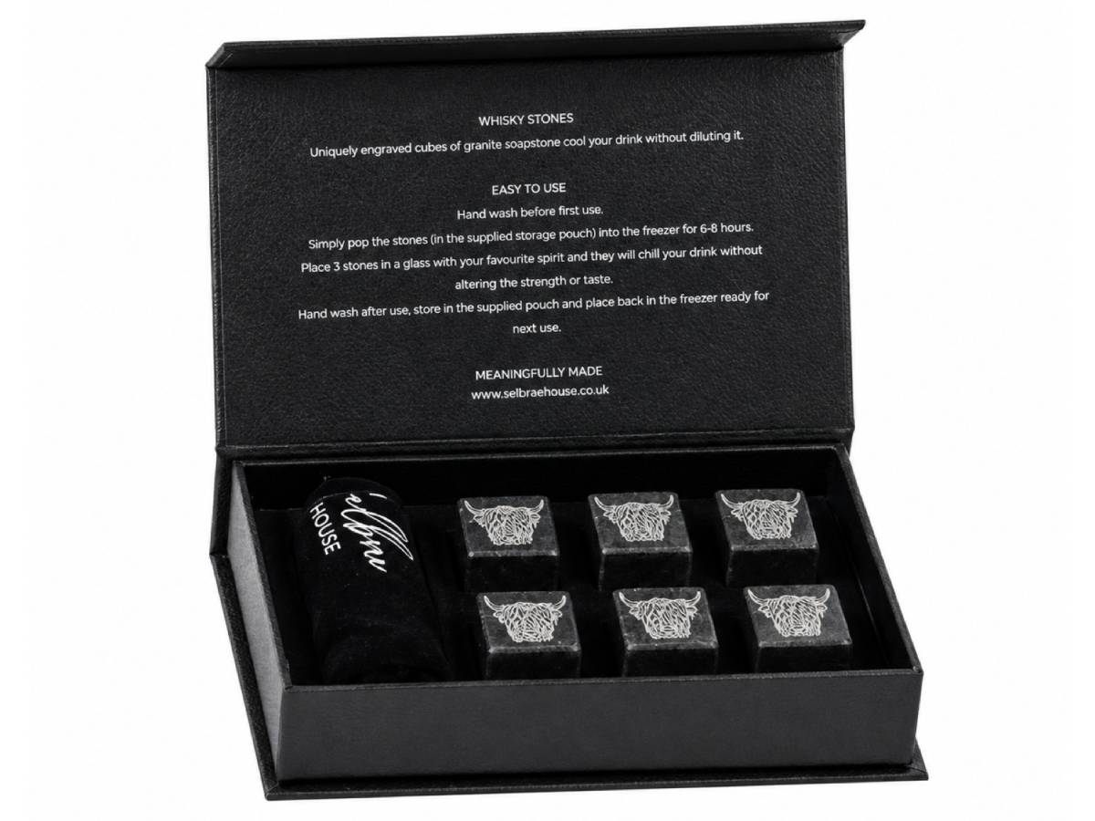 Selbrae House Highland Cow Whisky Stones - Set of 6