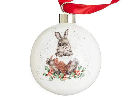 ROYAL WORCESTER WRENDALE CHRISTMAS DECORATIONS – MERRY LITTLE CHRISTMAS / RABBIT bauble
