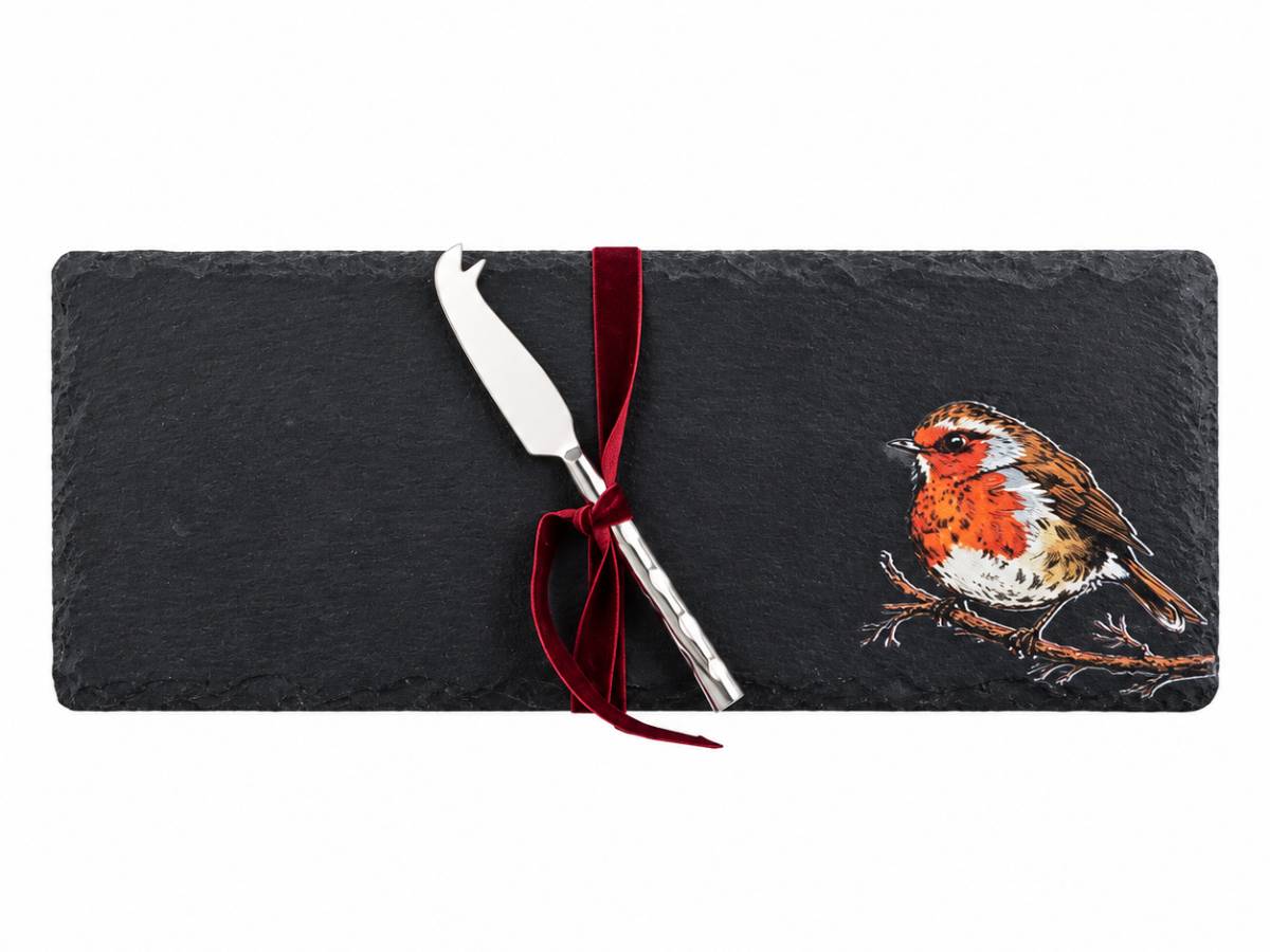 Selbrae House Robin Mini Slate Cheese Board & Knife Set
