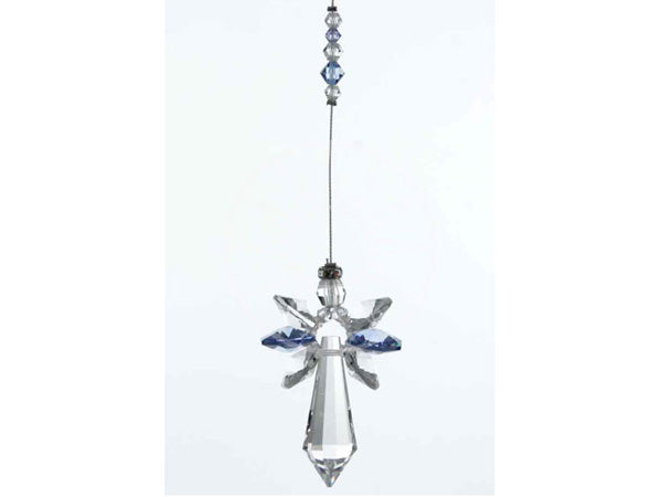 This beautiful handmade crystal guardian angel decoration represents Love, Guidance & Protection  Features a Sapphire colour which is the birthstone for September meaning Love, Success & Fidelity