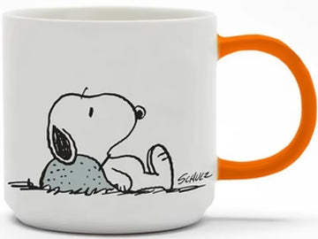 Indulge in the power of saying no with this Magpie and Peanuts collaboration mug. Featuring Snoopy in a state of utter relaxation, the mug's back reads 'Nope' in bold black letters. Start your day with a playful vibe, or take a break and sip from this mug to remind yourself to say 'nope' to life's worries.
