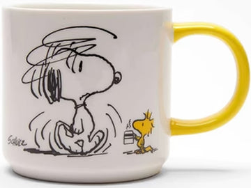 Get ready to embrace your morning coffee routine with this Magpie x Peanuts Snoopy Mug. Featuring a tired Snoopy & his trusty sidekick Woodstock holding a steamy cup of coffee. With the bold phrase, "I'm not worth a thing before coffee" on the back, this mug is perfect for those who need a little boost to start their day.