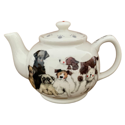 This Alex Clark adorable teapot is illustrated with a lovey array of beautiful dogs.  There is also a matching tea bag tidy & mugs in the same illustration.