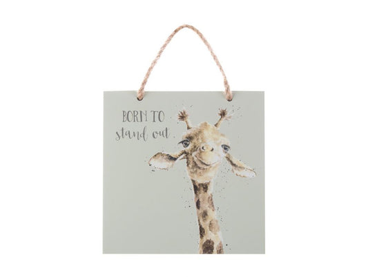 A square wall plaque with a giraffe on it