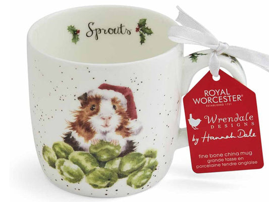Royal Worcester Wrendale Christmas Collection Mug - Sprouts / Guinea Pig
