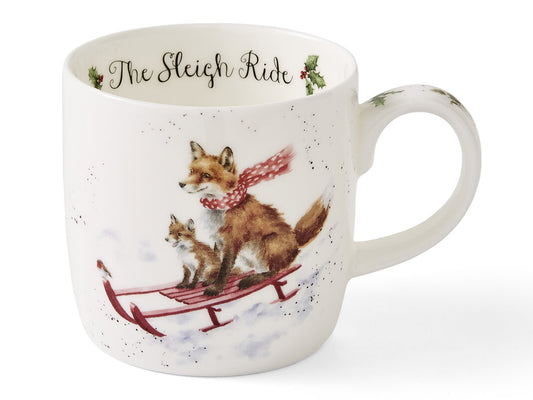 Royal Worcester Wrendale Christmas Collection Mug - Sleigh Ride