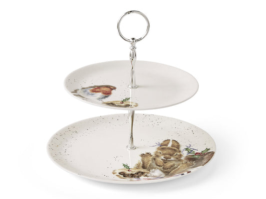 Royal Worcester Wrendale Christmas Collection  2 Tier Cake Stand