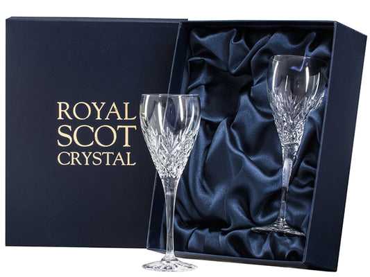 Pair crystal port sherry glasss in the edinburgh cut by royal scot crystal
