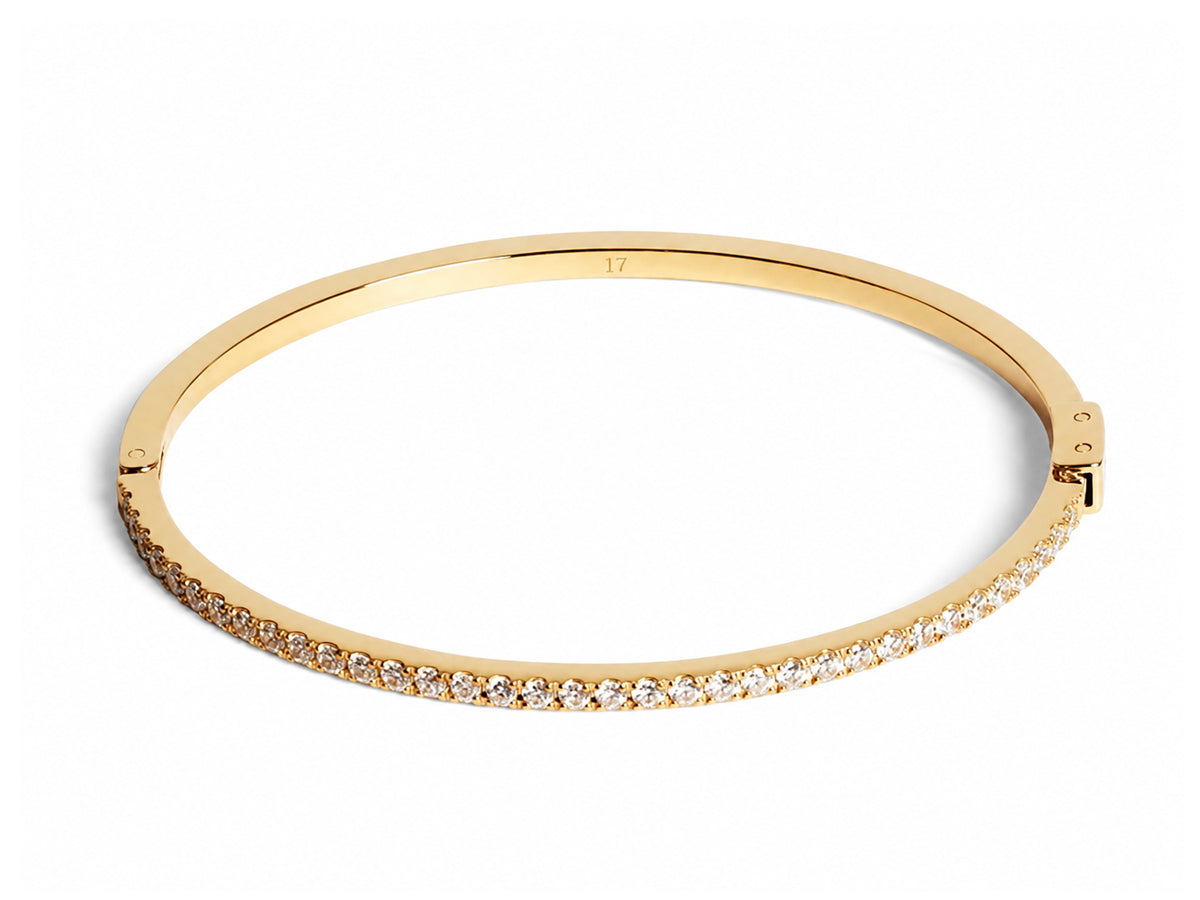 Coeur De Lion Thin Gold Crystal Bangle - 19cm