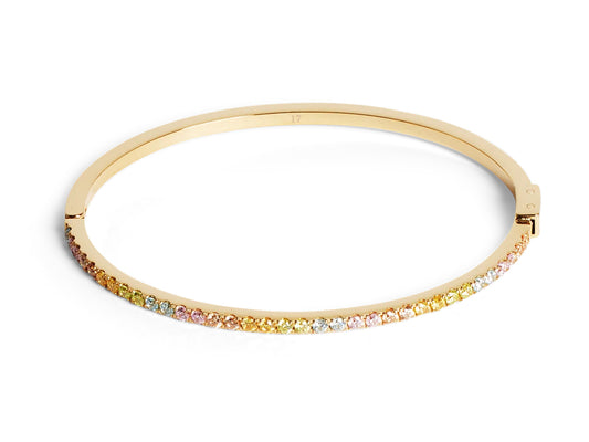 Coeur De Lion Thin Gold Multi Colour Crystal Bangle - 19 cm