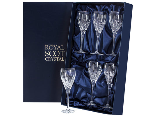 Royal scot highland crystal set 6 port sherry glasses