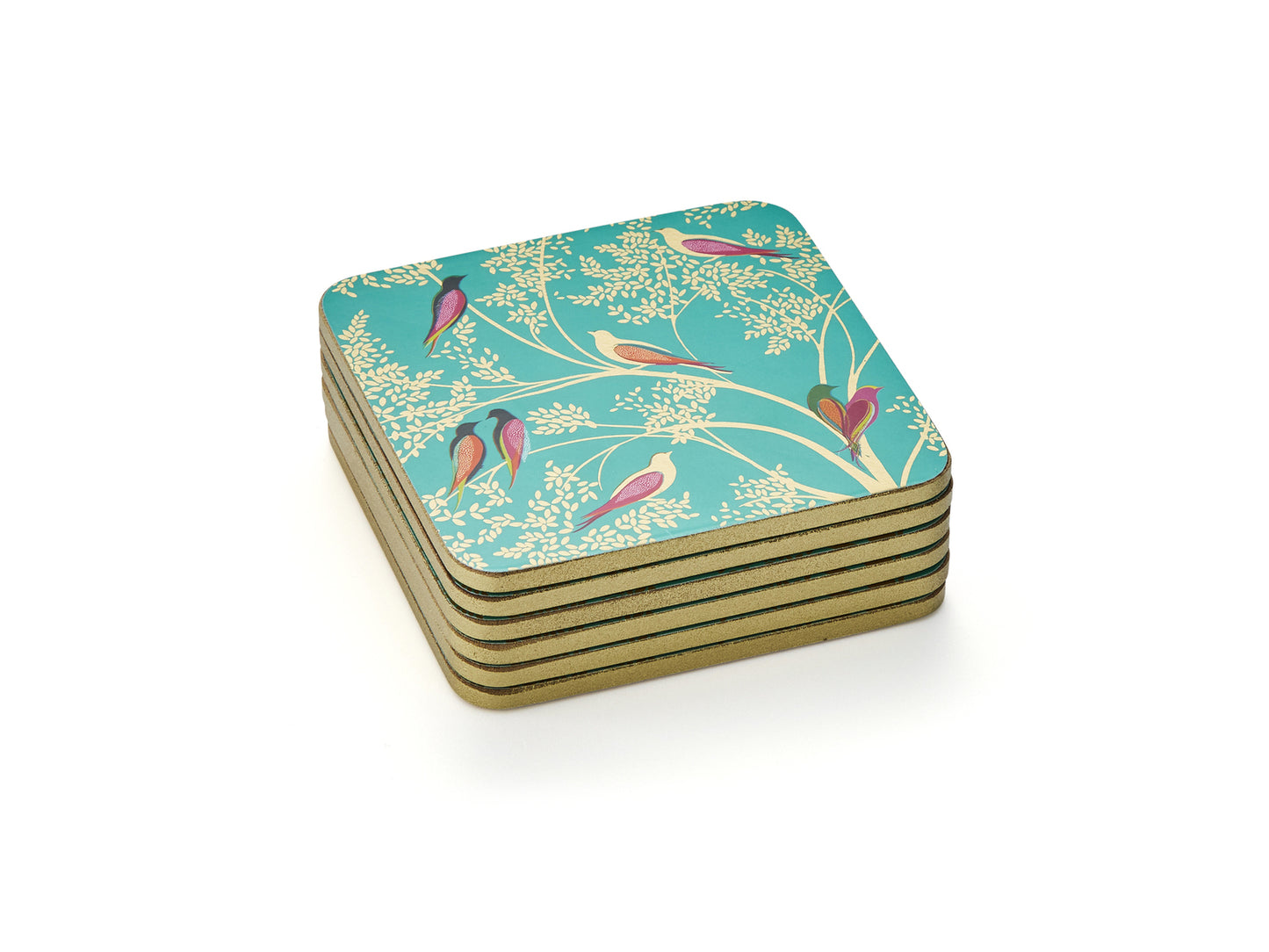 Sara Miller London Chelsea Collection Coasters - Set of 6 (Green Birds)
