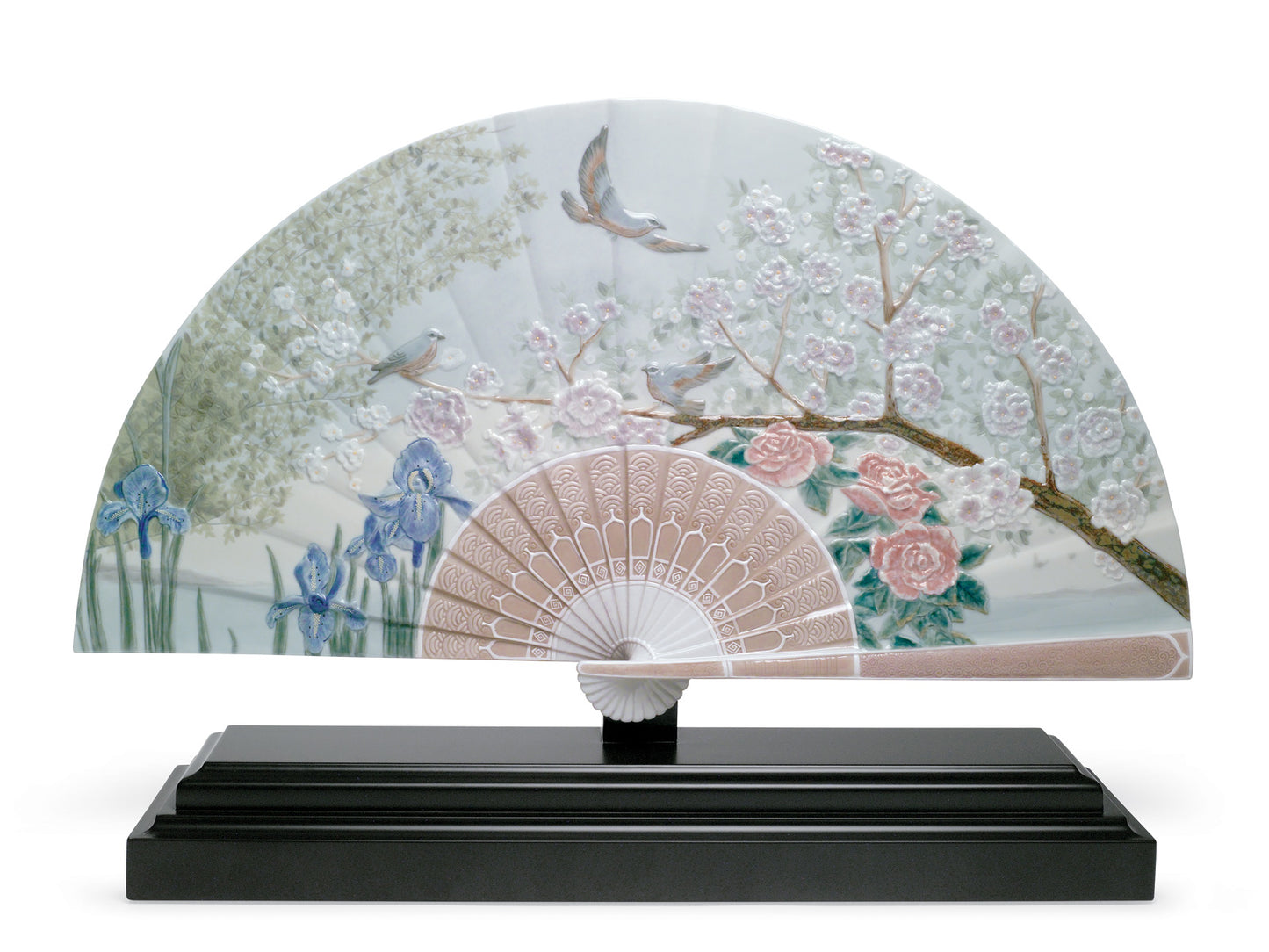 Lladro Iris and Cherry Flowers Fan (Limited Edition of 2000)