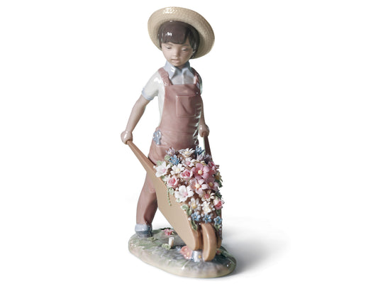 Lladro Wheelbarrow With Flowers